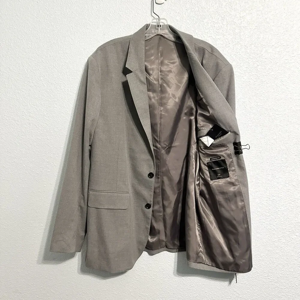 Abercrombie And Fitch Men’s Blazer Coat Jacket Size 44R Athletic Fit Grey A&F